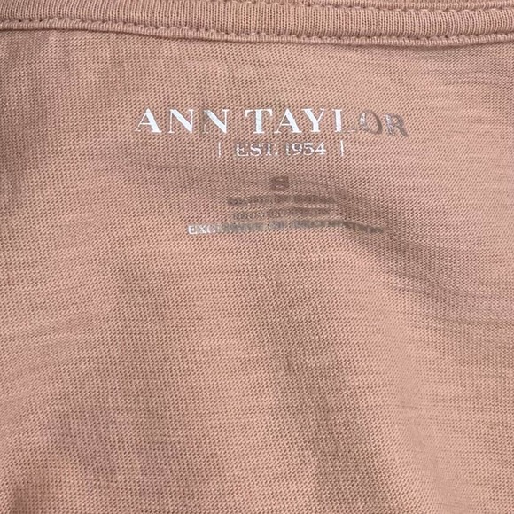 Ann Taylor Tank Top Women's Tan Pink Raw Edge Jeweled Neck Sleeveless Shirt - Picture 5 of 9